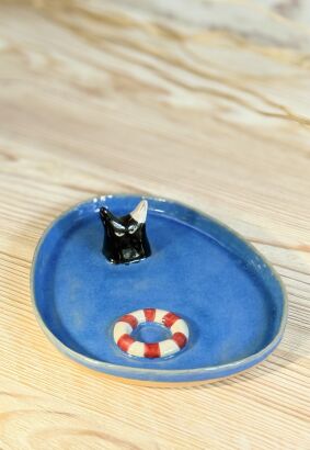 Talerzyk "kot w wodzie" chabrowy