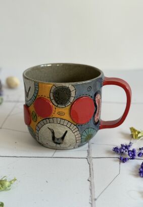 Ogromny kubek malowany ręcznie XII