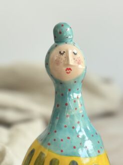 Figurka turkusowo-żółta z rybą - 3