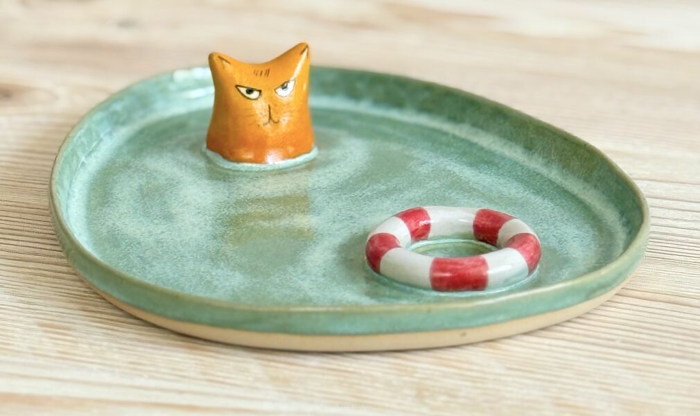 talerzyk z kotem - Kolorowa Misa