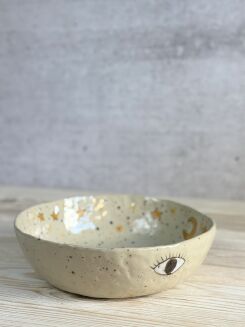 miska ceramiczna wielkooki ptak malowany ręcznie Kolorowa Misa