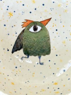 miska ceramiczna wielkooki ptak malowany ręcznie Kolorowa Misa