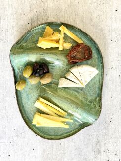 Patera ceramiczna zielona falowana - 7