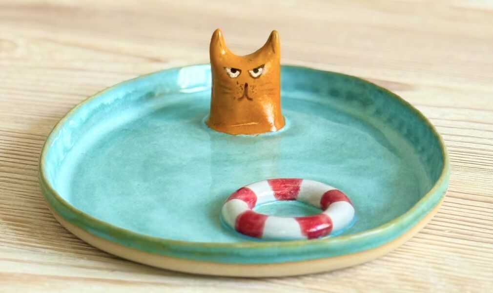 talerzyk z kotem - Kolorowa Misa