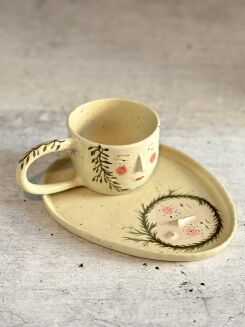 oryginalna filiżanka do kawy z talerzykiem
