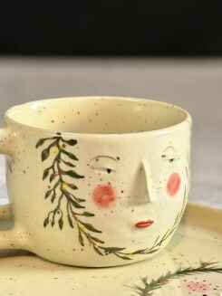 ceramiczna filiżanka do kawy z talerzykiem handmade