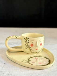 oryginalna filiżanka do kawy z talerzykiem