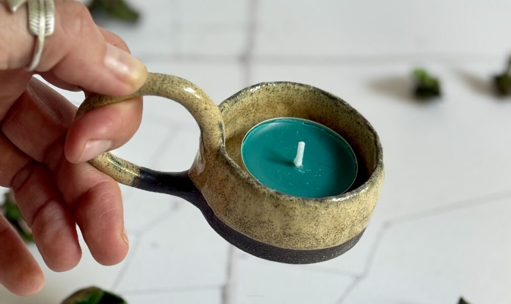 Musztardowy świecznik na tealight