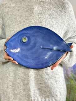 patera ryba niebieska ceramika