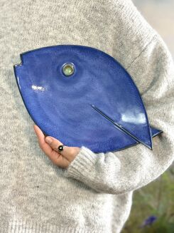 patera ryba niebieska ceramika