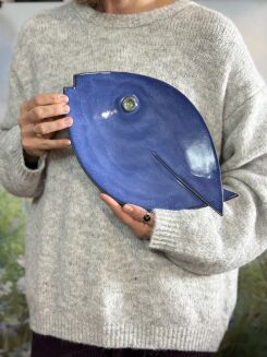 patera ryba niebieska ceramika