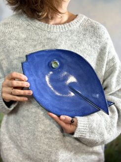 patera ryba niebieska ceramika
