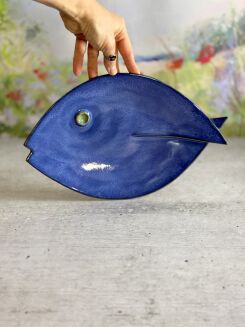 patera ryba niebieska ceramika