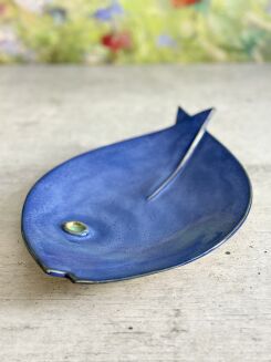 patera ryba niebieska ceramika