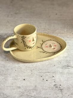 filiżanka espresso z talerzykiem handmade