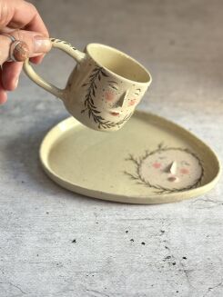 filiżanka espresso z talerzykiem handmade