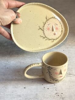 filiżanka espresso z talerzykiem handmade