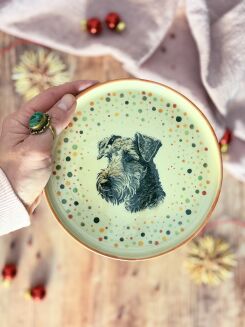 talerzyk ceramiczny z wizerunkiem psa teriera