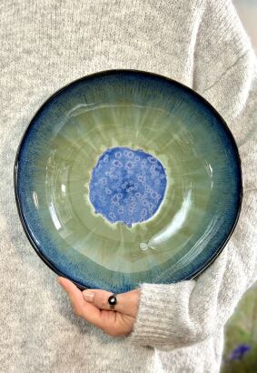 Duża misa ceramiczna ręcznie robiona – surowa glina i szkliwa