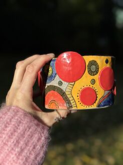Ręcznie malowana miska w czerwone kropy II - 2